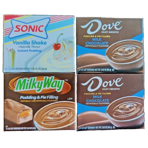 Dove MILK CHOCOLATE Sonic Vanilla Shake Milky Way 4 Pudding & Pie Filling Mix - Picture 4 of 4